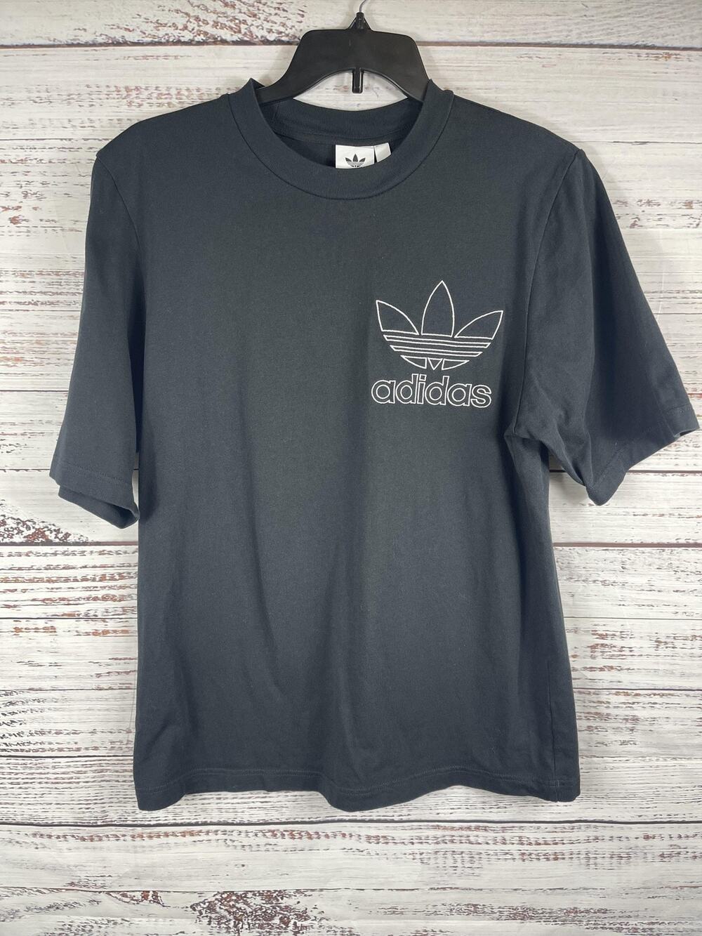 Adidas Shirt Men's Size M Black Trefoil Logo Athletic Streetwear Casual Cotton